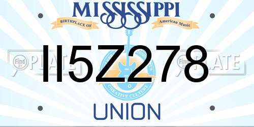 II5Z278 Mississippi License Plate