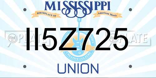 II5Z725 Mississippi License Plate