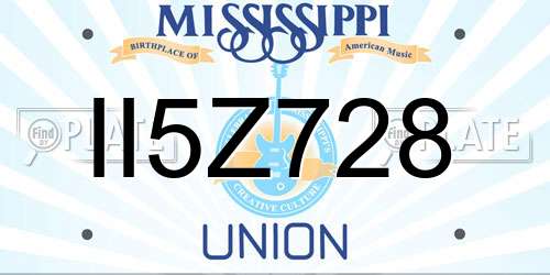 II5Z728 Mississippi License Plate