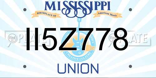 II5Z778 Mississippi License Plate