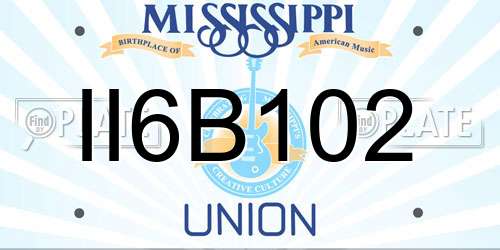 II6B102 Mississippi License Plate