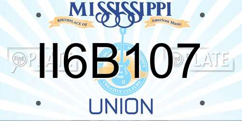 II6B107 Mississippi License Plate