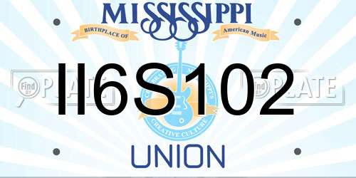 II6S102 Mississippi License Plate