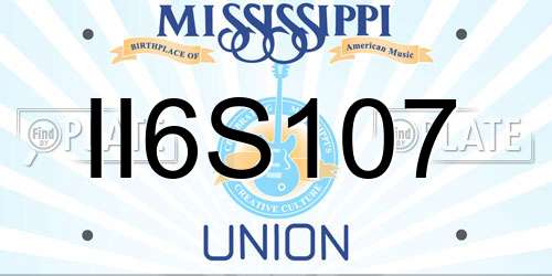 II6S107 Mississippi License Plate