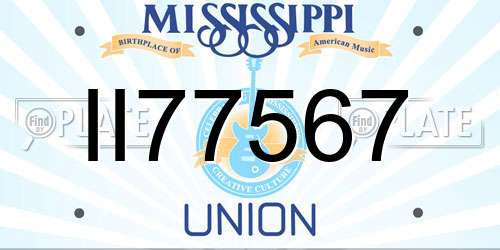 II77567 Mississippi License Plate