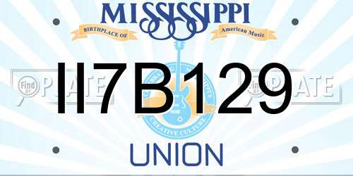 II7B129 Mississippi License Plate