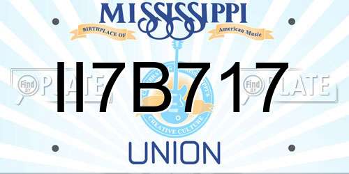 II7B717 Mississippi License Plate