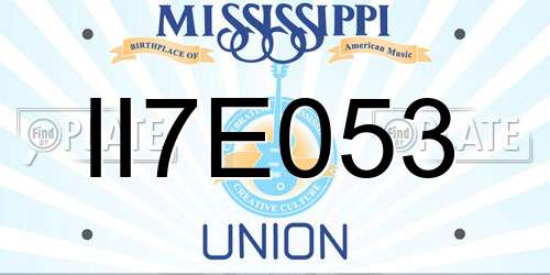 II7E053 Mississippi License Plate