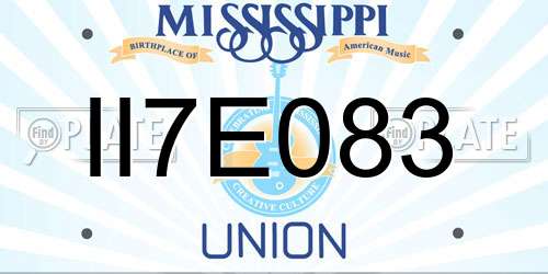 II7E083 Mississippi License Plate