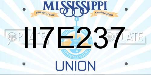 II7E237 Mississippi License Plate