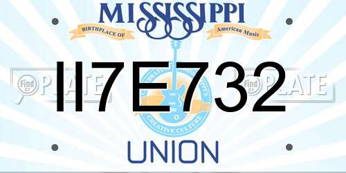 II7E732 Mississippi License Plate