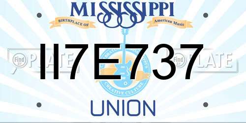 II7E737 Mississippi License Plate
