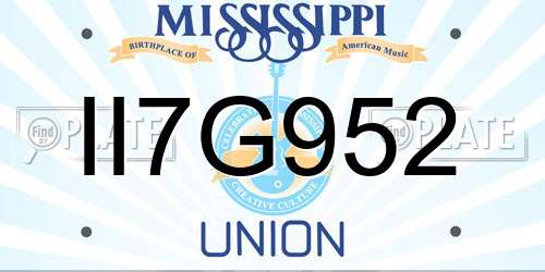 II7G952 Mississippi License Plate
