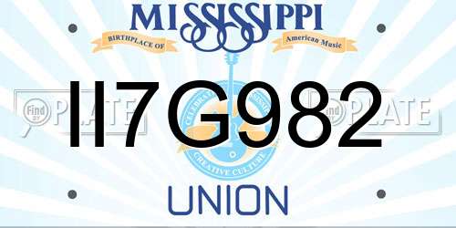 II7G982 Mississippi License Plate