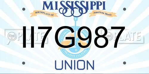 II7G987 Mississippi License Plate