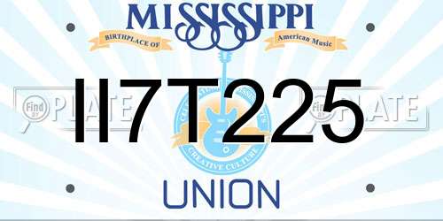 II7T225 Mississippi License Plate