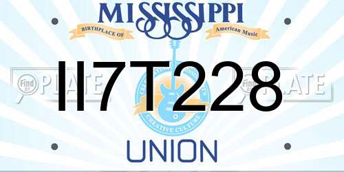 II7T228 Mississippi License Plate