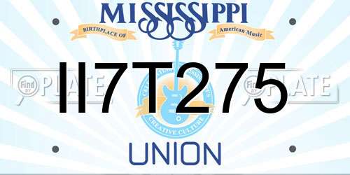 II7T275 Mississippi License Plate