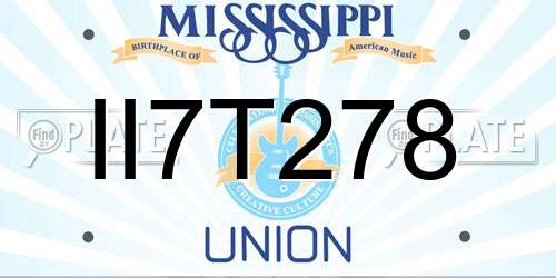 II7T278 Mississippi License Plate