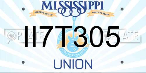 II7T305 Mississippi License Plate