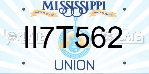 II7T562 Mississippi License Plate