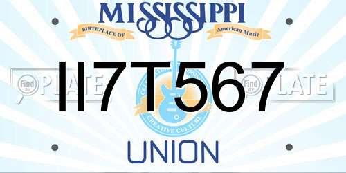 II7T567 Mississippi License Plate