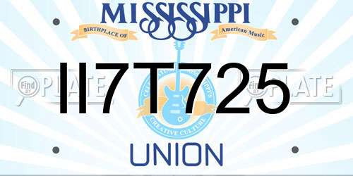II7T725 Mississippi License Plate