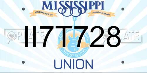 II7T728 Mississippi License Plate
