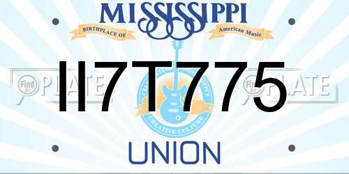 II7T775 Mississippi License Plate