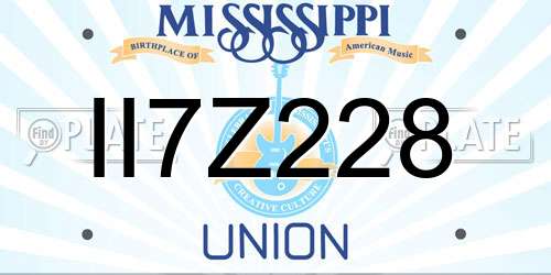 II7Z228 Mississippi License Plate
