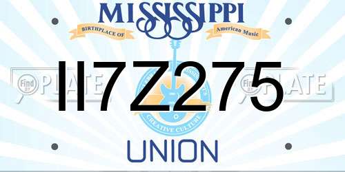 II7Z275 Mississippi License Plate