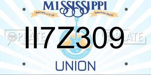 II7Z309 Mississippi License Plate