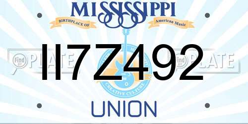 II7Z492 Mississippi License Plate