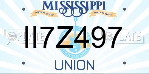 II7Z497 Mississippi License Plate