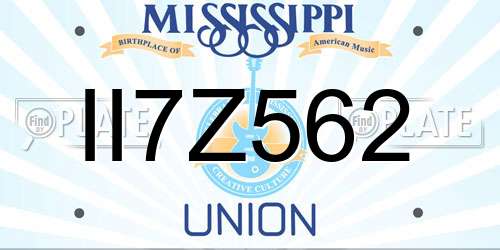 II7Z562 Mississippi License Plate