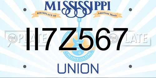 II7Z567 Mississippi License Plate