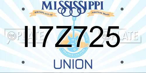 II7Z725 Mississippi License Plate