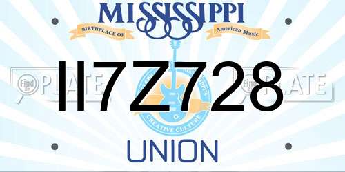 II7Z728 Mississippi License Plate