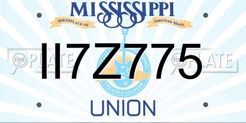 II7Z775 Mississippi License Plate