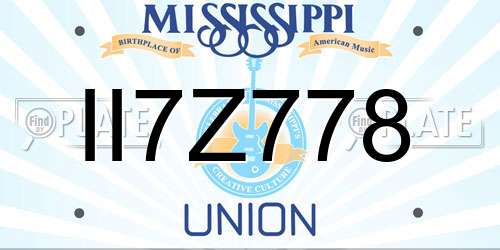 II7Z778 Mississippi License Plate