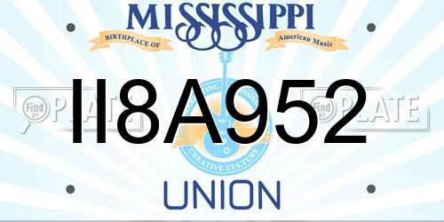 II8A952 Mississippi License Plate
