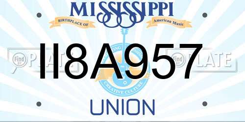 II8A957 Mississippi License Plate