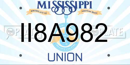 II8A982 Mississippi License Plate