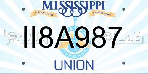 II8A987 Mississippi License Plate