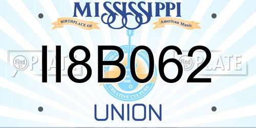 II8B062 Mississippi License Plate