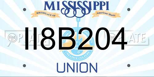 II8B204 Mississippi License Plate