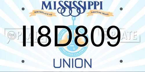 II8D809 Mississippi License Plate