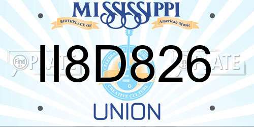 II8D826 Mississippi License Plate