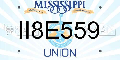 II8E559 Mississippi License Plate