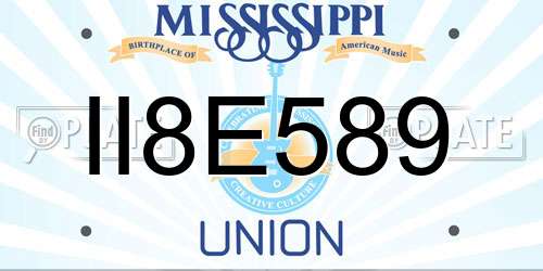 II8E589 Mississippi License Plate